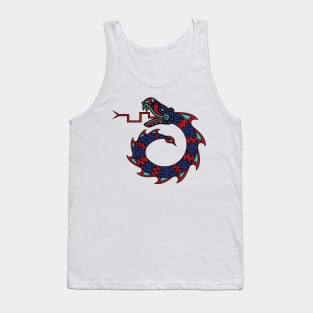 Mexican Snake Dragon Design Red, Blue and Turquoise T-Shirt Tank Top